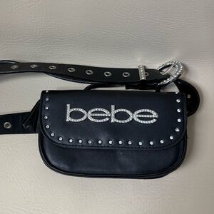 bebe Belt with Pouch Faux Leather Rhinestone Logo &
Buckle Belt Size M/ L